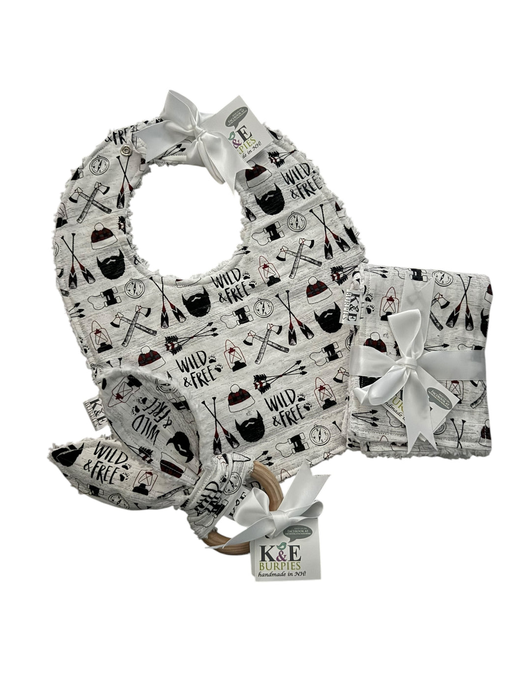 Classic Bib, Burpie and Teether Bundle, Wild & Free