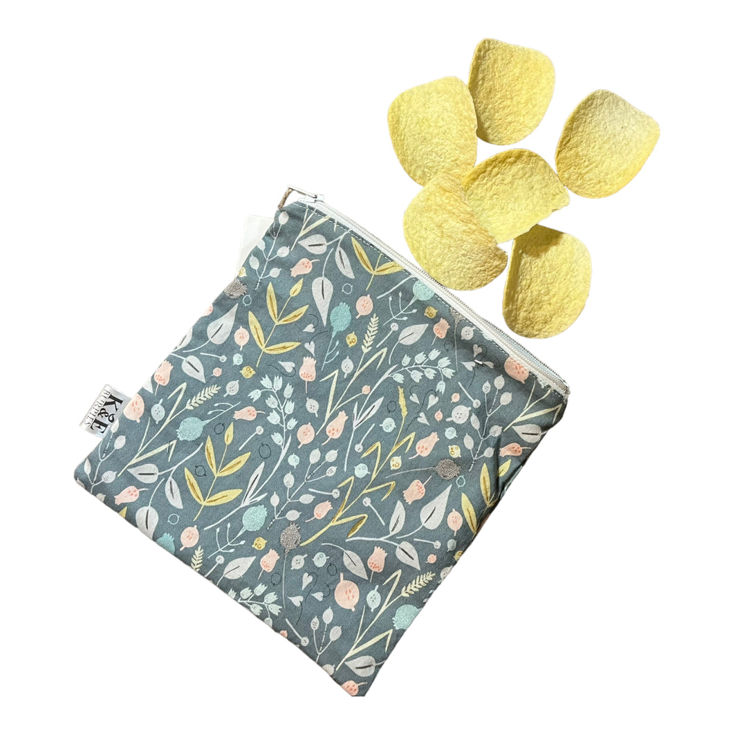 snack or sandwich bag, wildflowers