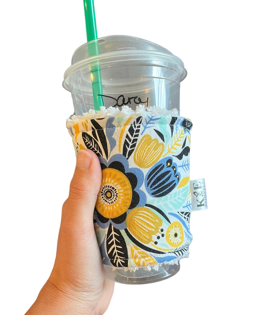 Sip Sleeve blue & gold floral