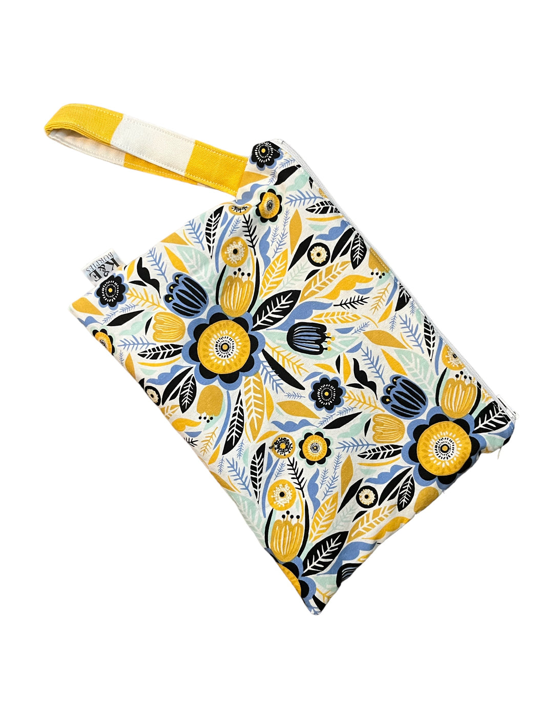 Wet bag blue & gold floral