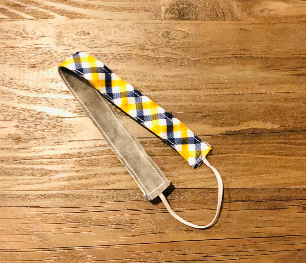 Non slip headband blue and yellow plaid