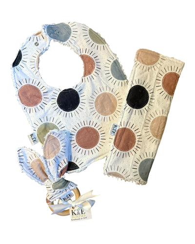 Classic Bib, Burpie and Teether Bundle, Sun