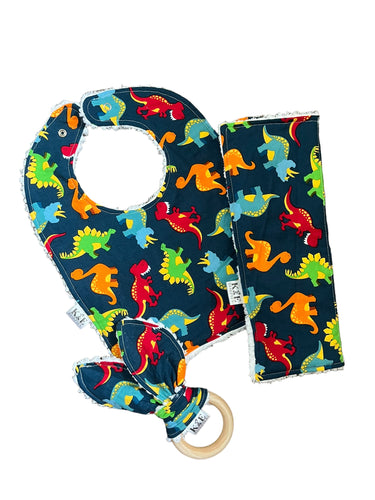 Classic Bib, Burpie and Teether Bundle dinos