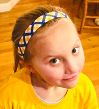 Non slip headband blue and yellow plaid