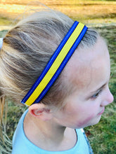 Non slip headband blue and yellow stripes