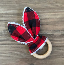 Classic Natural Teether Check my Buffalo Red