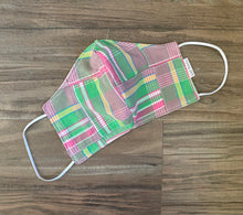 Face Mask Pink and green patchwork madras